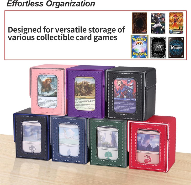 AFIING MTG Deck Box for Commander Display,Card Deck case Fits 100 Double Sleeved Cards, Magic Commander TCG Card Storage Box with 2 Dividers,Dice Bag and 1 Toploader(Purple) - Image 5